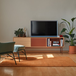 Meuble TV moderne 1 porte 2 tiroirs en bois et métal YOKO