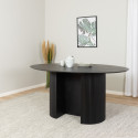 Table à manger forme ovale pied central en bois noir BLAIRE