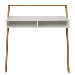 Bureau moderne 2 niches en bois blanc BART