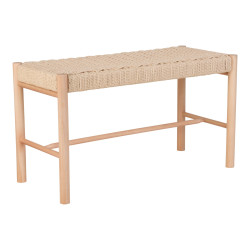 Banc 80cm en bois clair assise tressée GABANO