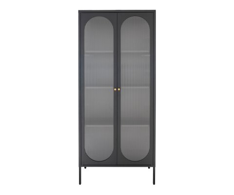 Grande armoire design en métal noir avec 2 portes vitrées KLAUS 