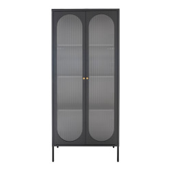 Grande armoire design en métal noir avec 2 portes vitrées KLAUS 