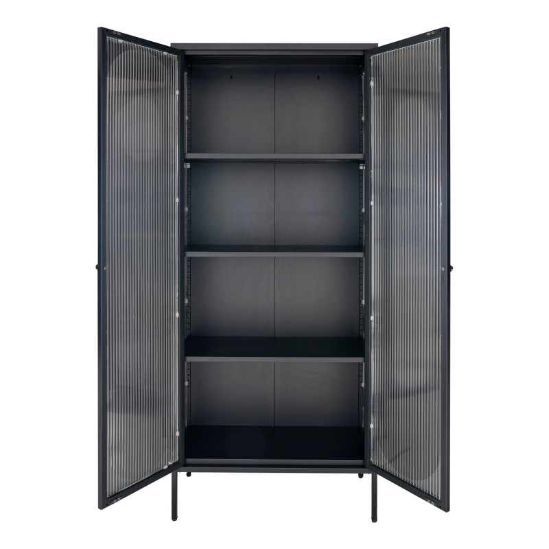 Grande armoire design en métal noir avec 2 portes vitrées KLAUS 