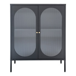 Armoire design en métal noir avec 2 portes vitrées KLAUS 