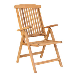 Chaise extérieur avec accoudoir en bois teck 5 positions TIO