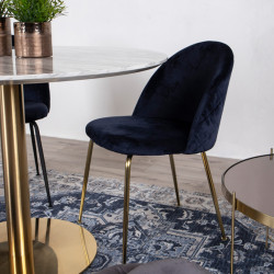 Chaise matelassée en velours et pieds en métal GENEVIEVE