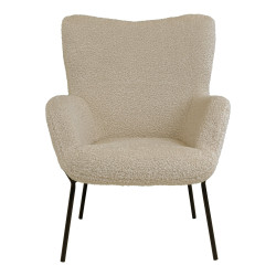 Fauteuil haut dossier en tissu bouclé NIETO