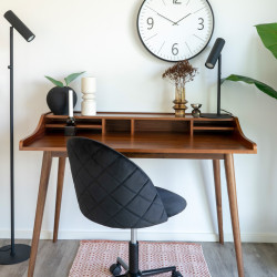 Chaise de bureau en velours noir effet matelassé GENEVIEVE