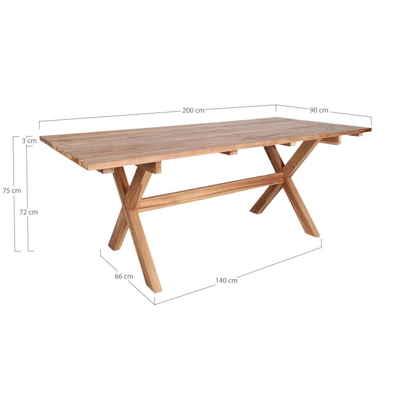 Table à manger extérieur en teck 200cm OCKO