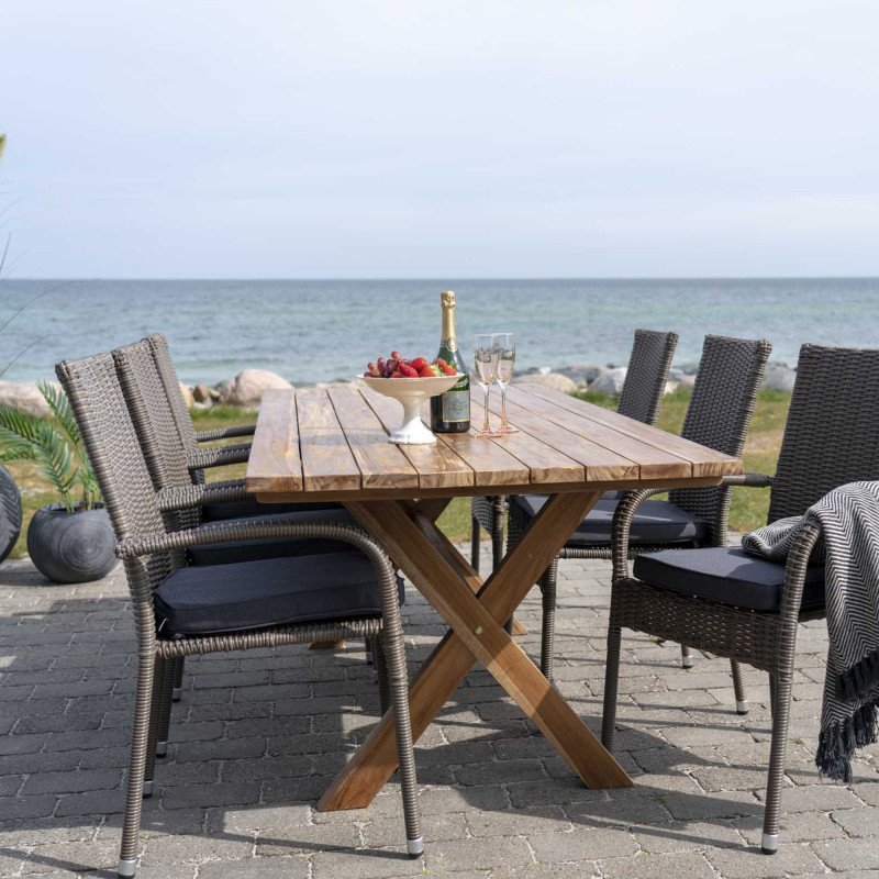 Table de jardin 6 personnes 200x90cm en bois massif OCKO