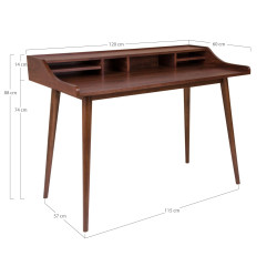 Bureau vintage en bois de noyer 120cm NOYELLE