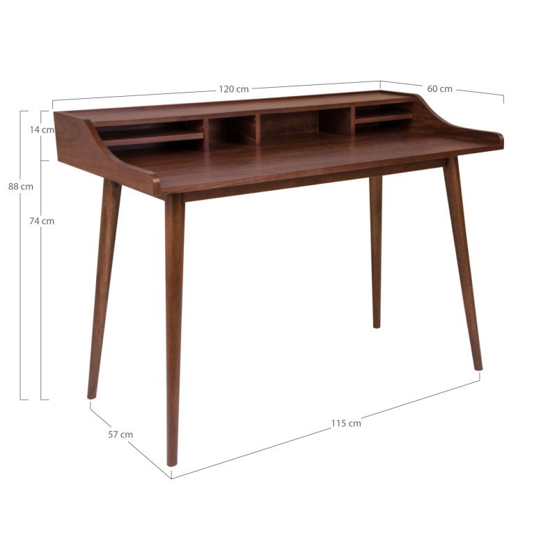 Bureau 1 Tiroir Bois Massif De Noyer Clair Vernis Mat Kaliko 120 Cm à Prix  Carrefour