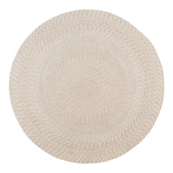 Tapis intérieur extérieur rond en plastique recyclé beige MONICA