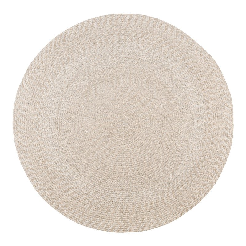 Tapis rond tressé beige 180cm en plastique recyclé MONICA