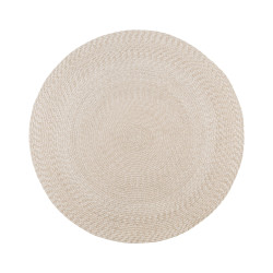 Tapis rond tressé beige 120cm en plastique recyclé MONICA