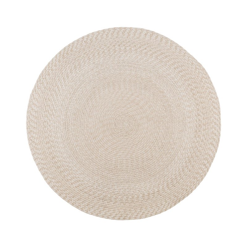 Tapis rond tressé beige 120cm en plastique recyclé MONICA