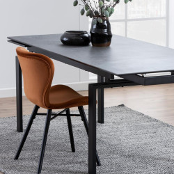 Table à manger extensible noir avec plateau en céramique 160cm JUDE