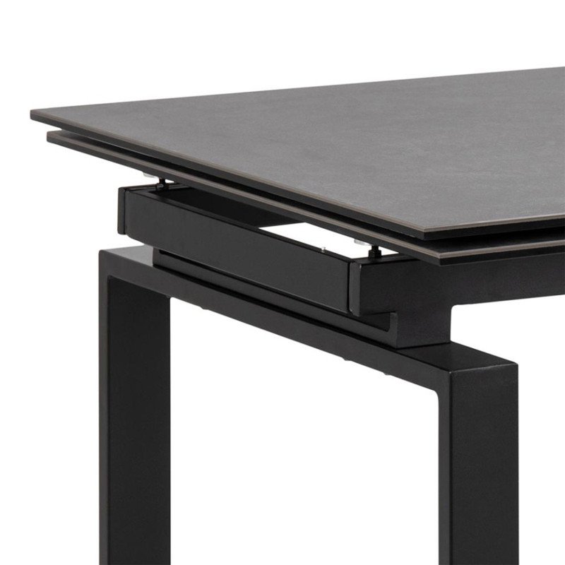 Table à manger extensible noir avec plateau en céramique 160cm JUDE