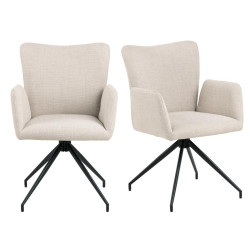 Lot de 2 chaises en tissu beige pieds métal noir CLEA