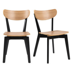 Lot de 2 chaises minimaliste bicolore en bois ROXY