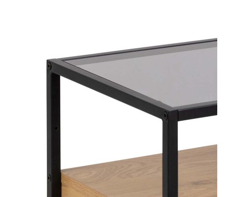 Table de chevet 1 tiroir avec plateau en verre OLFY