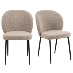 Lot de 2 chaises modernes en tissu bouclé KOURTNEY