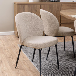 Lot de 2 chaises modernes en tissu bouclé KOURTNEY