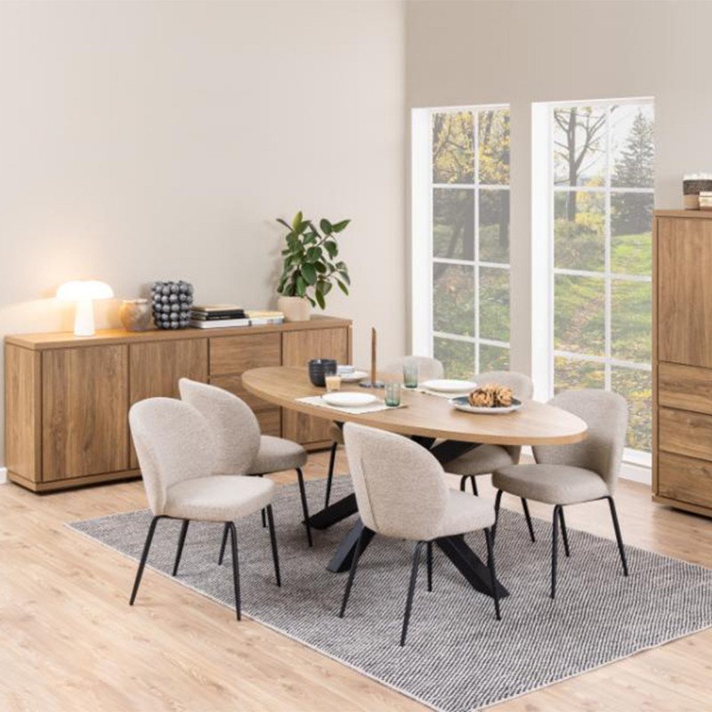 Lot de 2 chaises modernes en tissu bouclé KOURTNEY