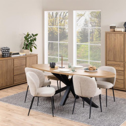 Lot de 2 chaises modernes en tissu bouclé KOURTNEY