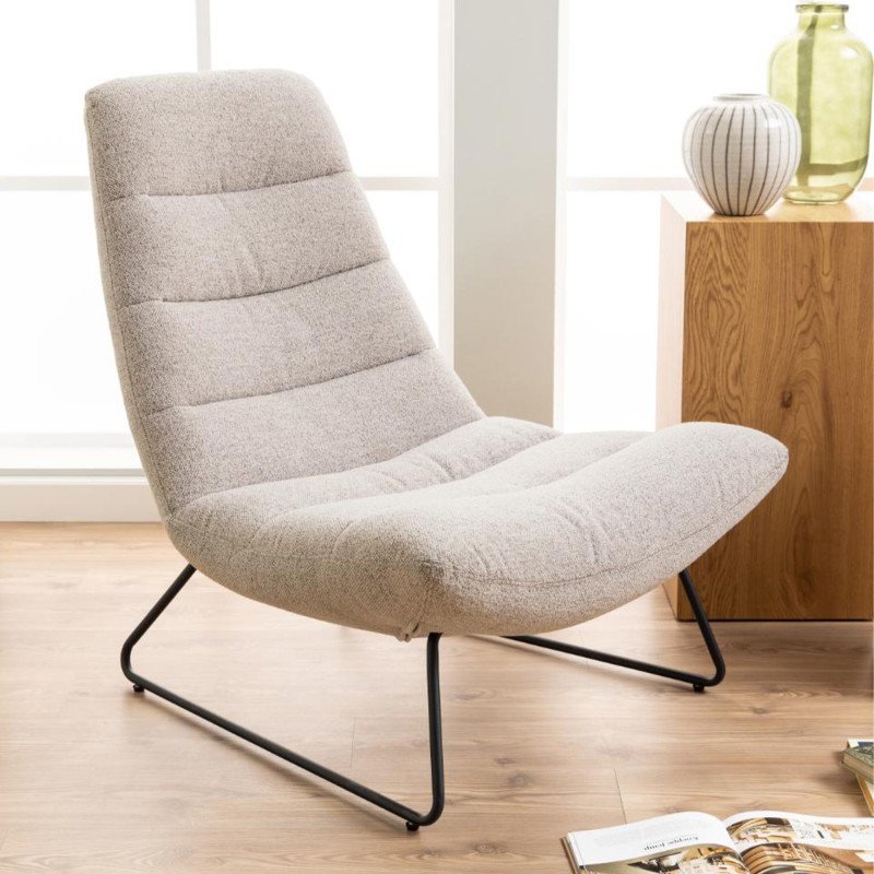 Fauteuil relax chaise longue en tissu style scandinave Couleur beige  Meubles Cosy