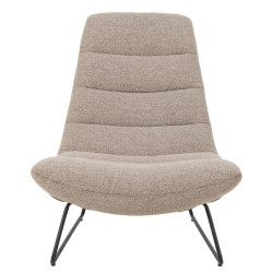 Fauteuil relax en tissu beige et métal noir GLIFFORD