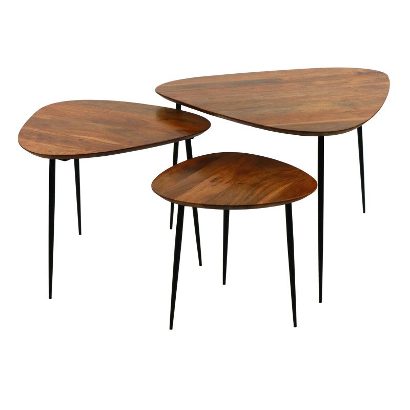 Set de 3 tables d'appoint en bois LOP