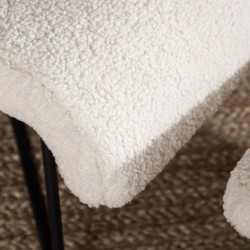 Fauteuil lounge en tissu bouclé blanc KEEN