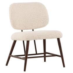 Petit fauteuil en tissu bouclé blanc et pieds métal CHOUPS