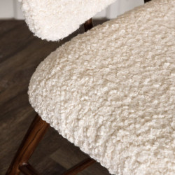 Petit fauteuil en tissu bouclé blanc et pieds métal CHOUPS