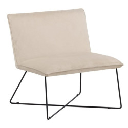 Fauteuil en velours beige et métal noir moderne CHUA