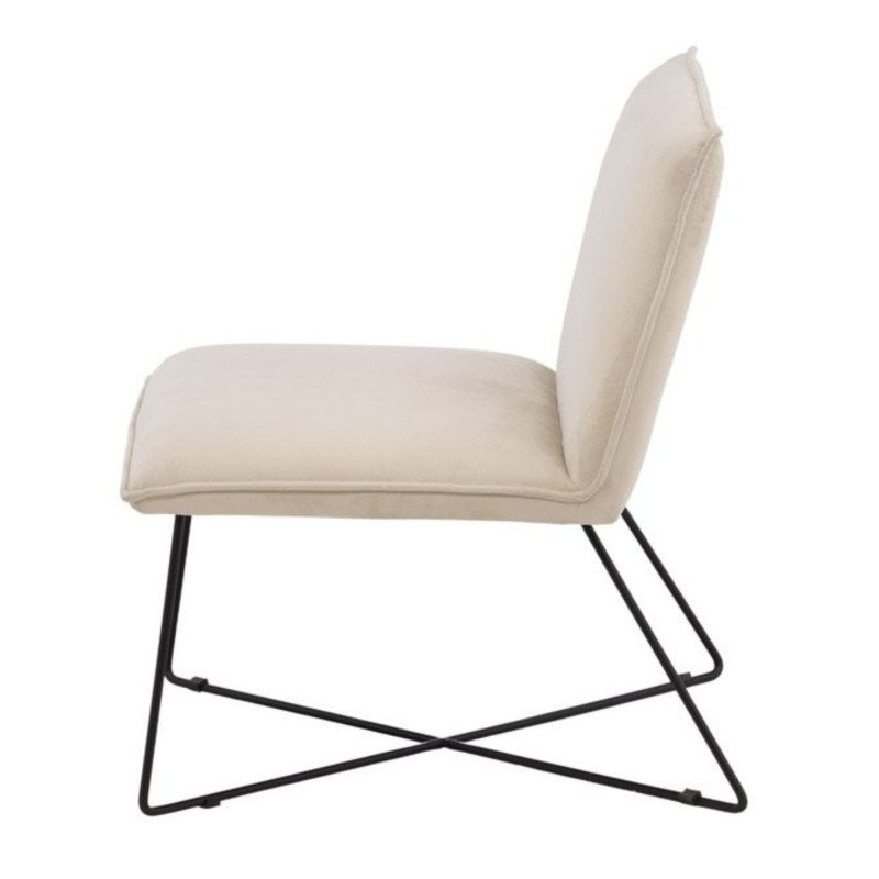 Fauteuil en velours beige et métal noir moderne CHUA