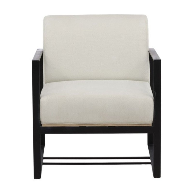 Fauteuil moderne en tissu blanc et pieds en métal noir VOILE