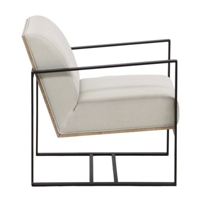 Fauteuil moderne en tissu blanc et pieds en métal noir VOILE