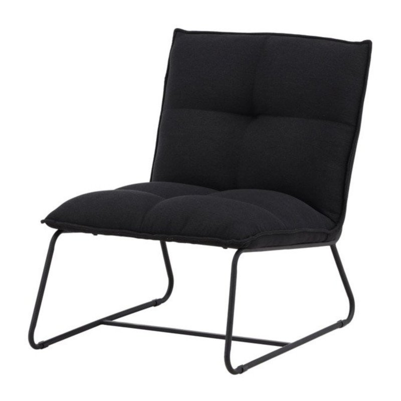 Fauteuil en tissu noir matelassé et métal LUPS