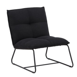 Fauteuil en tissu noir matelassé et métal LUPS