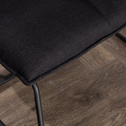 Fauteuil en tissu noir matelassé et métal LUPS