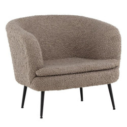 Fauteuil arrondi en tissu bouclé gris foncé BOLS