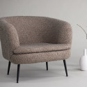 Fauteuil arrondi gris foncé en tissu bouclé et métal BOLS