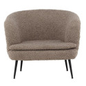 Fauteuil arrondi gris foncé en tissu bouclé et métal BOLS
