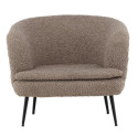 Fauteuil arrondi gris foncé en tissu bouclé et métal BOLS