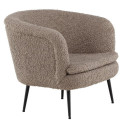 Fauteuil arrondi gris foncé en tissu bouclé et métal BOLS