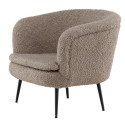 Fauteuil arrondi gris foncé en tissu bouclé et métal BOLS