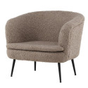 Fauteuil arrondi gris foncé en tissu bouclé et métal BOLS