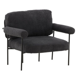 Fauteuil en tissu gris foncé et métal avec accoudoirs HUGUES